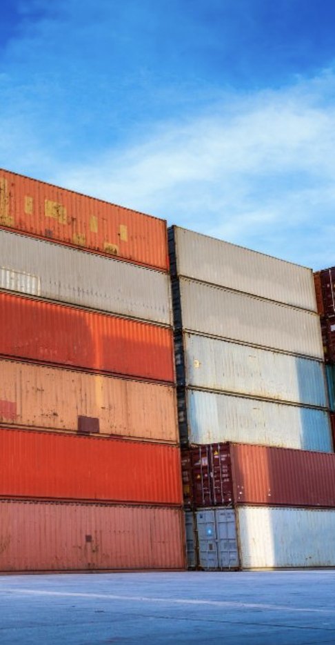 Stacked shipping containers